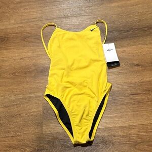 Nike HydraStrong Yellow and Black Cutout Swimsuit